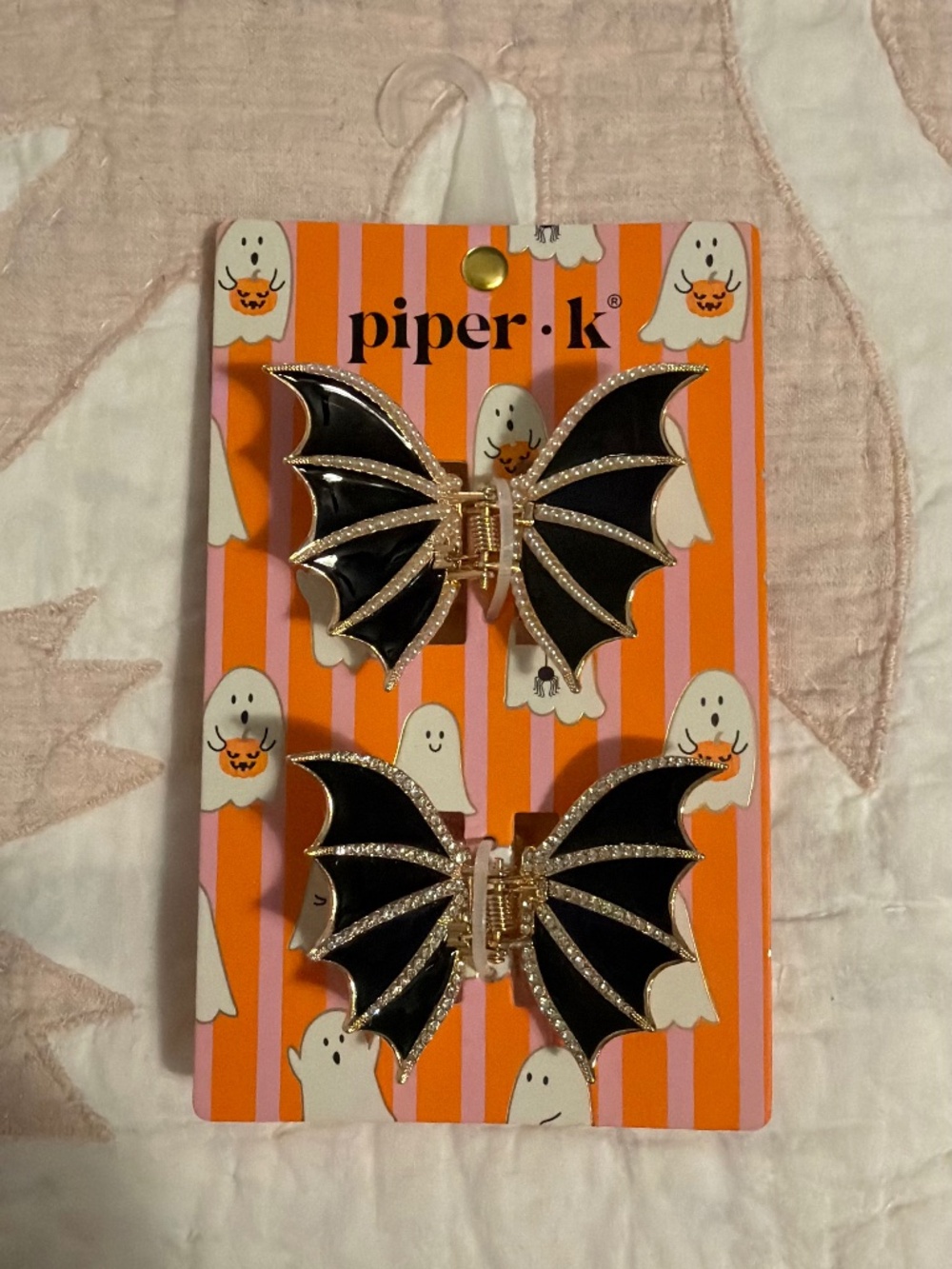 NWT - piper.k Halloween Black & Gold Bat Hair Claw Clips (Set of 2)